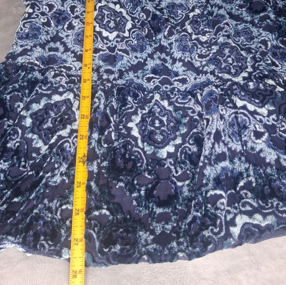 Faded Glory Purple Blue Floral Velvet Blouse 3/4 Sleeve XXL - Picture 15 of 16